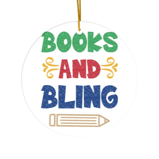 Books And Bling Ceramic Ornaments