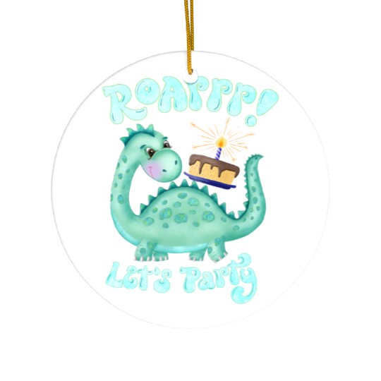 Dinosaur. Happy Birthday Ceramic Ornaments
