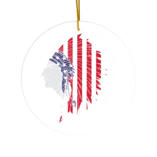 US Flag Native American Chief Traditional Indian Ceramic Ornaments