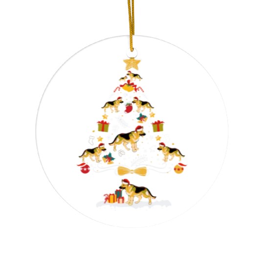 German Shepherd Christmas Tree Dog Owner Ceramic Ornaments