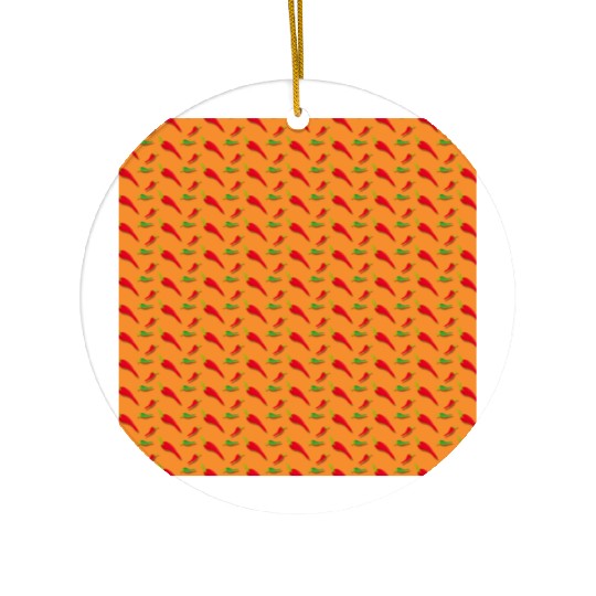 Red Chilli Pepper Pattern on orang Ceramic Ornaments