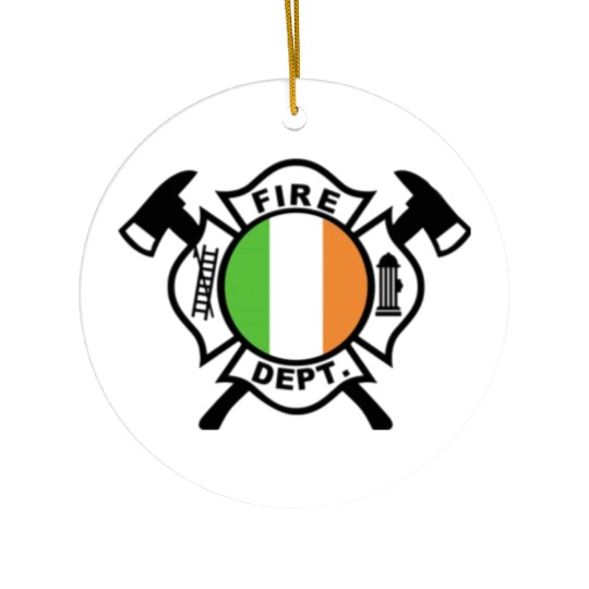 Firefighter Maltese (black) with Irish Flag Ceramic Ornaments