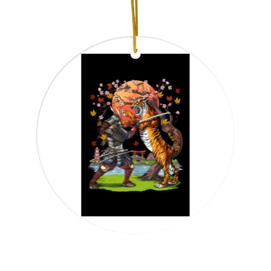 Japanese Tiger Samurai Warrior Ceramic Ornaments