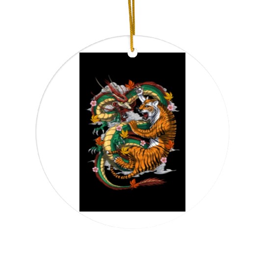 Japanese Dragon Tiger Ceramic Ornaments
