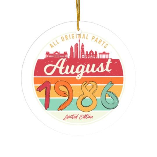 Birthday Greeting 1986 In August Ceramic Ornaments