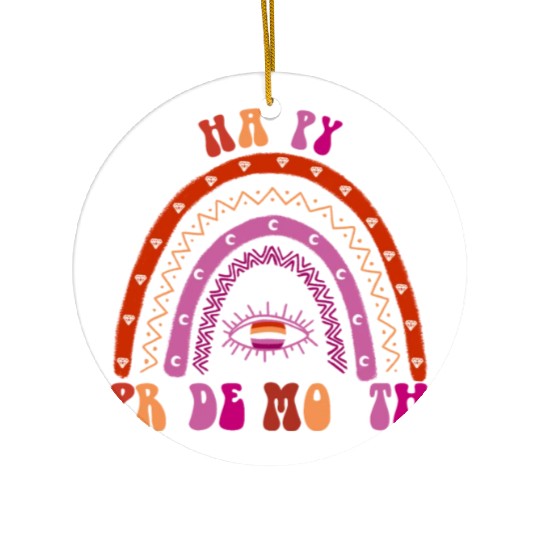 Rainbow Happy Pride Month Lesbian Ceramic Ornaments