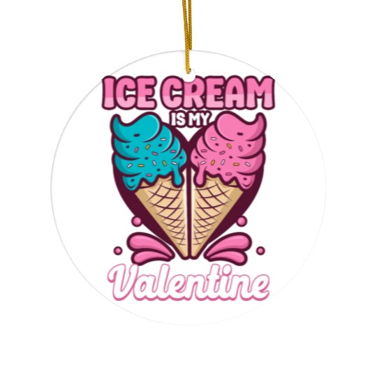 Ice Cream Valentines Day Cone Ceramic Ornaments