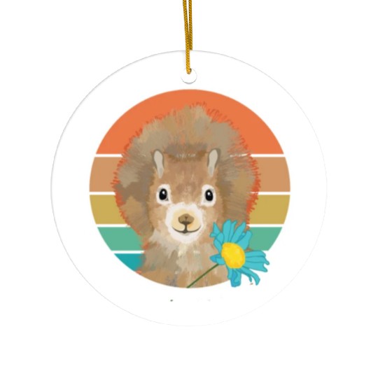 Retro Vintage Squirrel With Flower Ceramic Ornaments