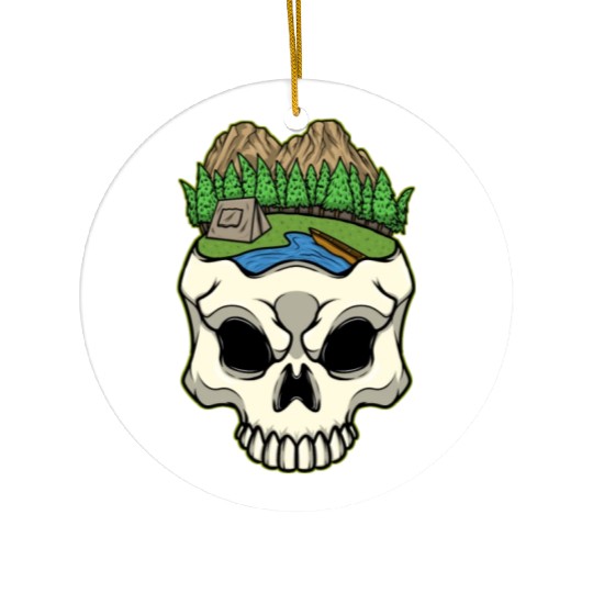Skeleton Head Camp Campsite Camper Camping Ceramic Ornaments