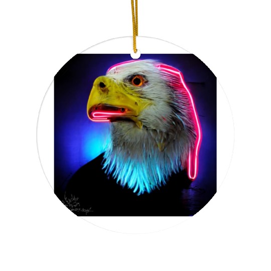 i love america neon bright lightsamerican eagle Ceramic Ornaments