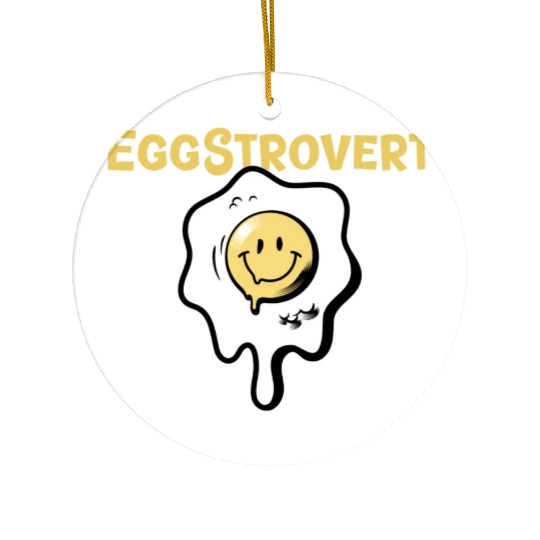 Eggstrovert Happy Extrovert Fried Egg Ceramic Ornaments