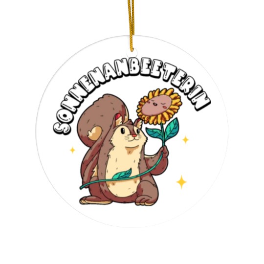 Sonnenanbeeterin Squirrel & Sunflower-Themed Ceramic Ornaments