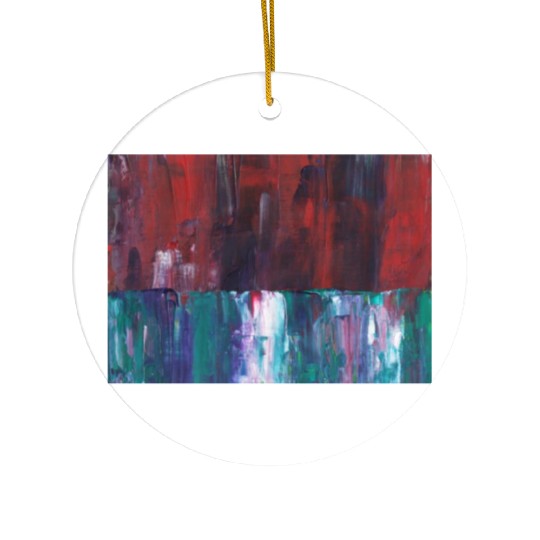 Abstract Red Green Minimalist Painting Ceramic Ornaments