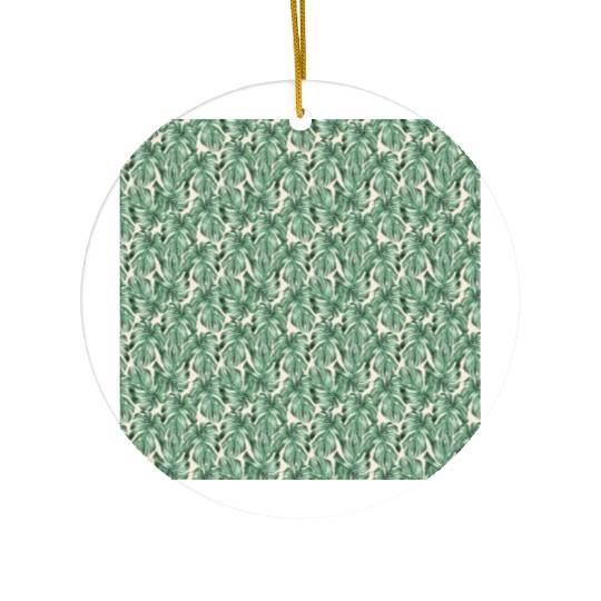 Watercolor Tropical Monstera Leaves Ceramic Ornaments