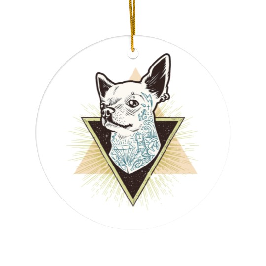 Hipster Chihuahua with Tattoo Ceramic Ornaments