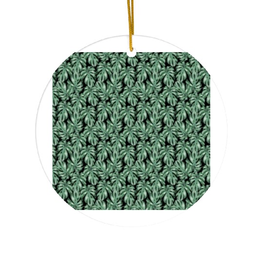 Watercolor Tropical Monstera Leaves Ceramic Ornaments