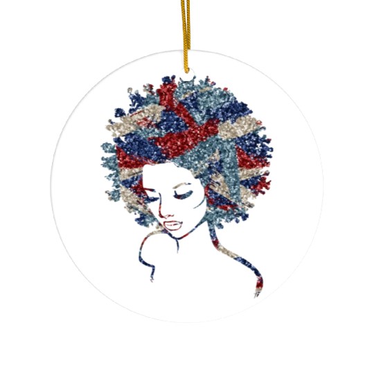 Black Girl Us Flag USA Ceramic Ornaments