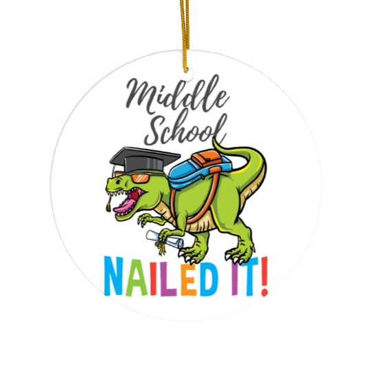 Middle School Nailed It Dinosaur Graduation Ceramic Ornaments