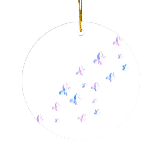 glitter butterflies bees nature pink Ceramic Ornaments