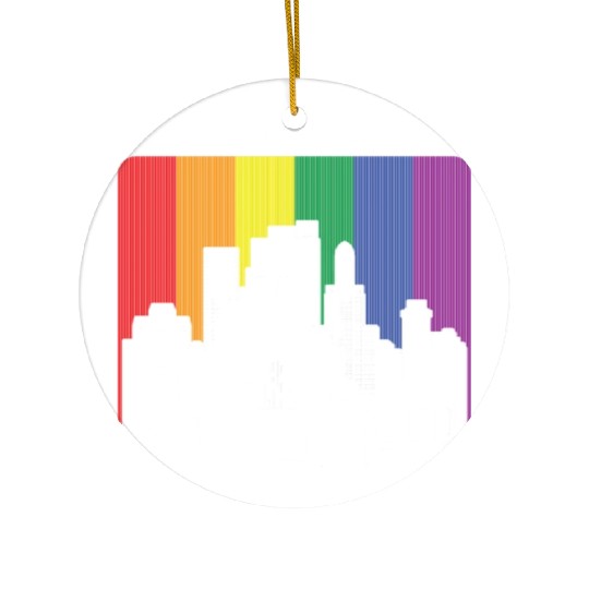 Brooklyn New York Skyline Rainbow Flag Ceramic Ornaments