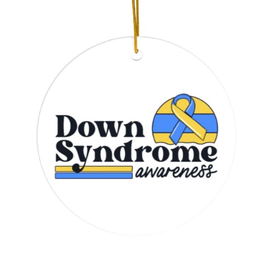 Down Syndrome Awareness Retro Sunset Yellow Blue Ceramic Ornaments