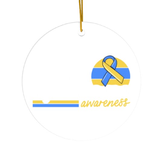 Down Syndrome Awareness Retro Sunset Yellow Blue Ceramic Ornaments