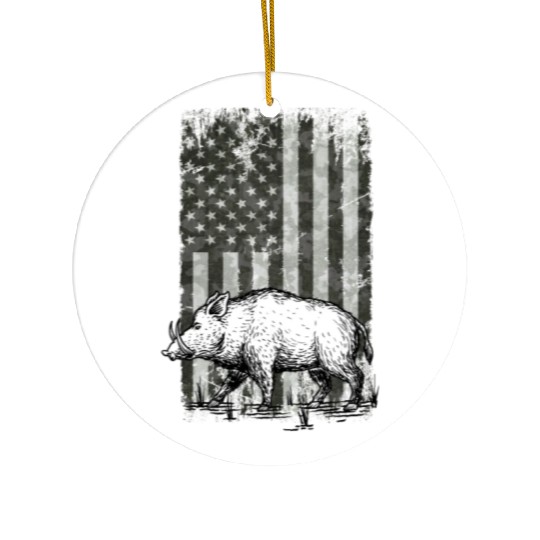 Patriotic Wild Boar Hunting Season For Hog Ceramic Ornaments