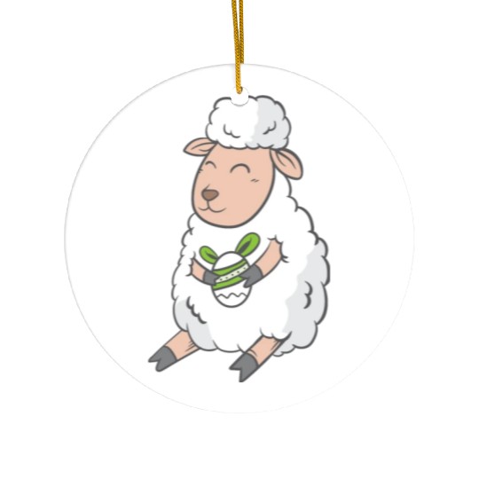 Cute Easter Egg Happy Animal Sheep Gift Ceramic Ornaments