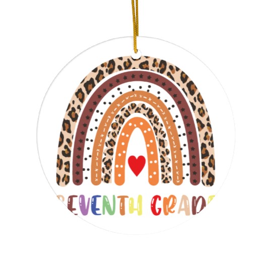 Seventh Grade Teacher Leopard Rainbow Ceramic Ornaments