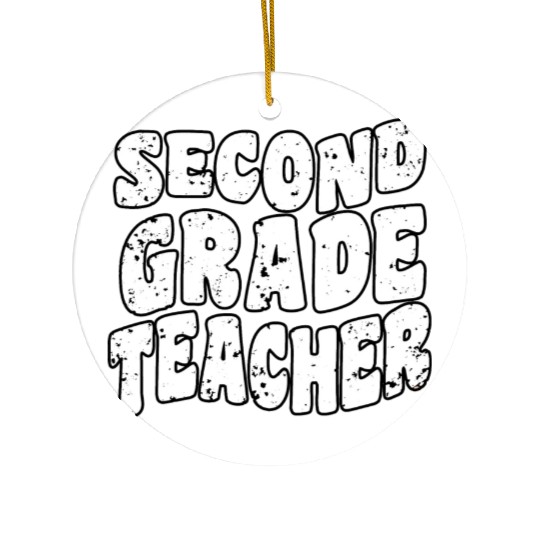 Retro Groovy Second Grade Teacher Back To School Ceramic Ornaments