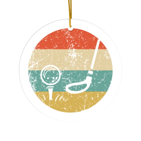 Golf Ball and Club Icon Retro Golfing Ceramic Ornaments