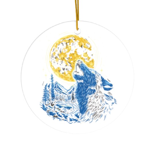 Wolf Moon Forest Wolves Nature Nature Liever Full Ceramic Ornaments