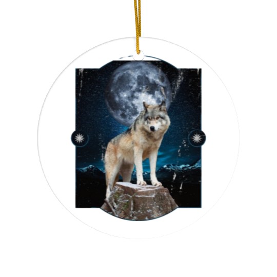 Wolf Moon Forest Wolves Nature Nature Liever Full Ceramic Ornaments