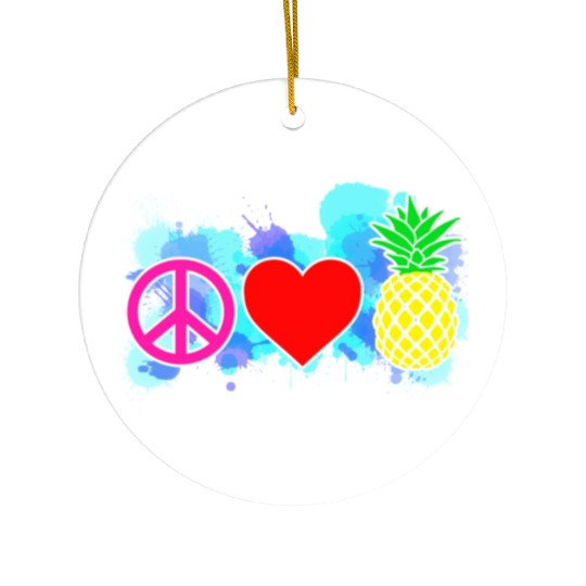 peace love pineapple Ceramic Ornaments