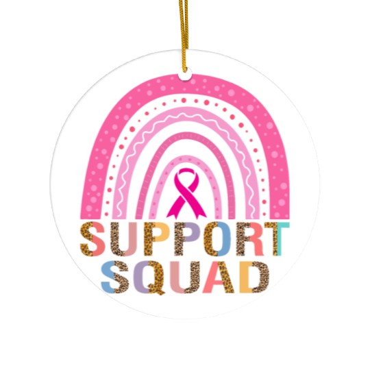 Support Squad Leopard Pink Warrior Breast Cancer Ceramic Ornaments