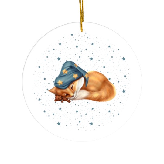 Little Sleeping Fox Ceramic Ornaments