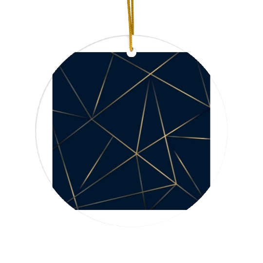 Luxury Gold Navy Blue Geometric Polygon Ceramic Ornaments