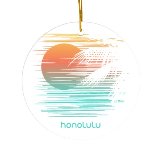 Artistic Honolulu Oahu Hawaii Palm Tree Vacation Ceramic Ornaments
