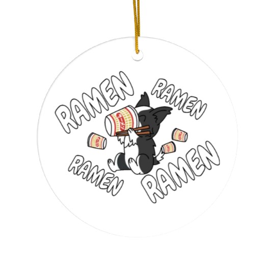 Border Collie Instant Ramen Noodles Ceramic Ornaments