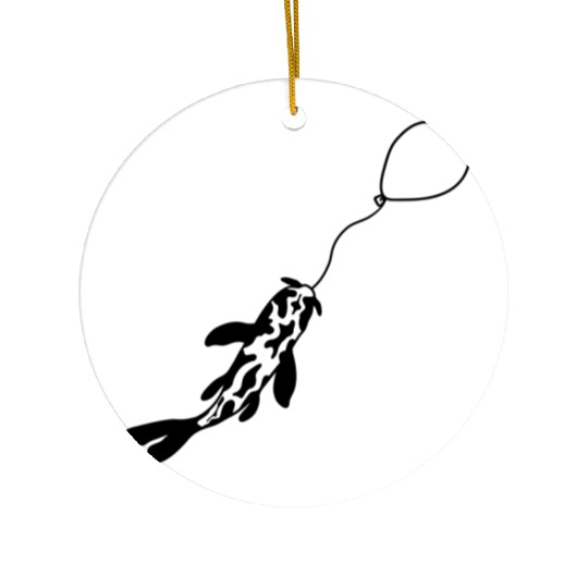 fishing koi fish balloon Ceramic Ornaments
