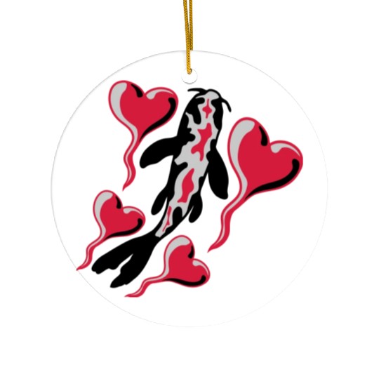 hearts koi fish nishikigoi Ceramic Ornaments