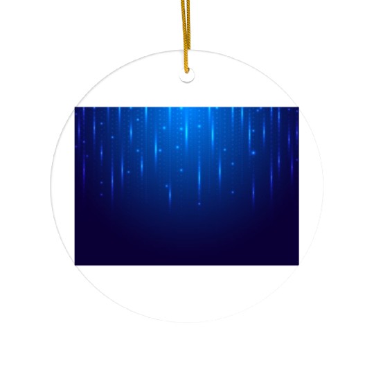 Navy Blue Glowing Neon Dots Ceramic Ornaments