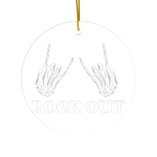 rock and roll rock out skeleton hand peace sign Ceramic Ornaments