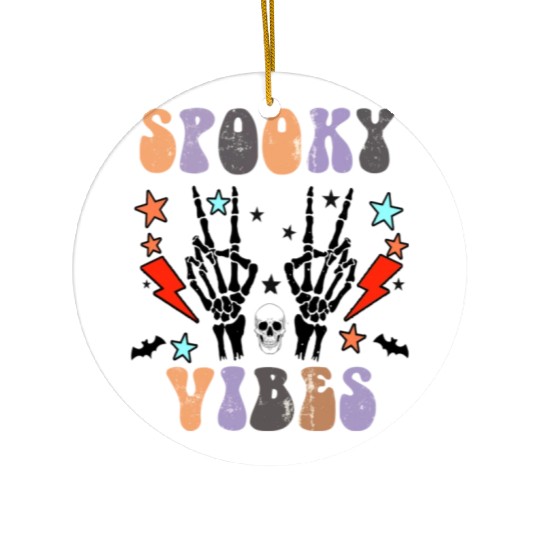 Spooky Vibes Retro Skeleton Hands Gift For Boys Ceramic Ornaments