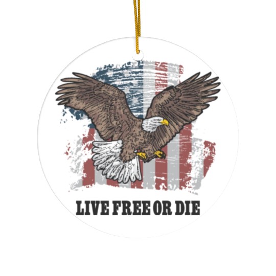 Live Free or Die - Bald Eagle - Grunge American Fl Ceramic Ornaments