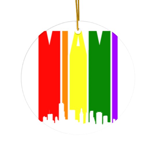 Miami Gay Pride Rainbow Ceramic Ornaments