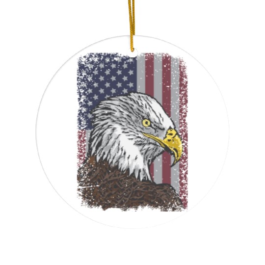 Bald Eagle - American Flag - Patriotic Ceramic Ornaments