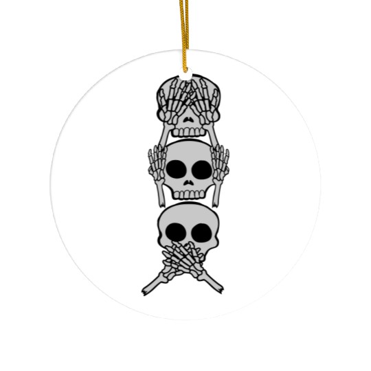 3 skull monkey proverb Ceramic Ornaments