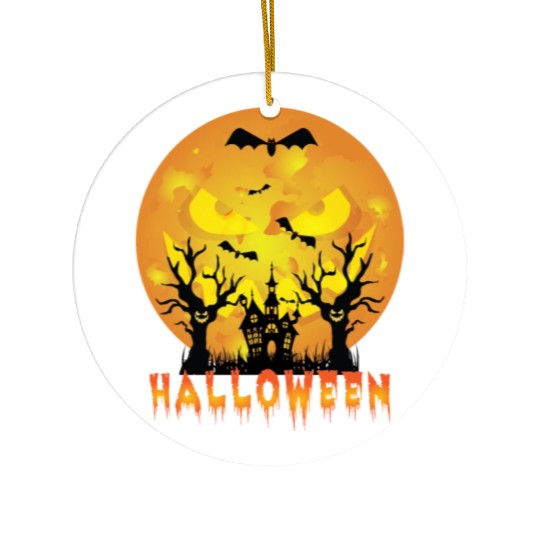 Halloween Scary Moon Face Ceramic Ornaments