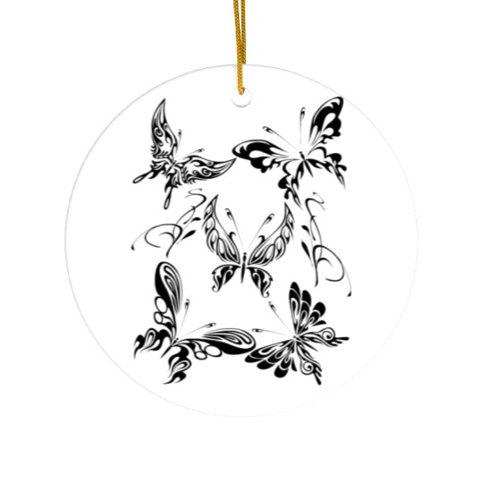 Tribal Butterflies Apparel Ceramic Ornaments